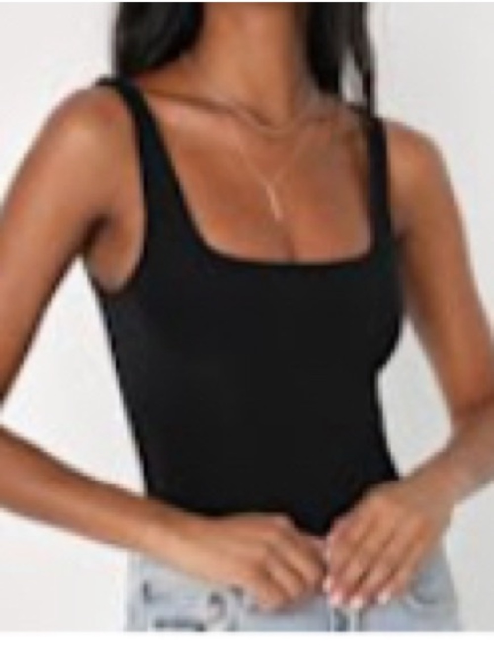 Lulus Sophisticated Ease Black Square Neck Bodysuit